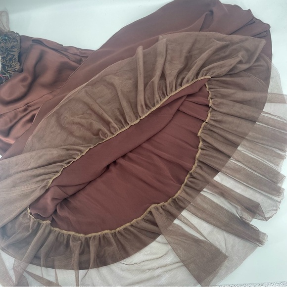 Ralph Lauren Collection Vintage Silk Gown Dress Embroidered Maxi 90s Slip Formal - Picture 7 of 15